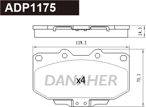 Danaher ADP1175 - Гальмівні колодки, дискові гальма autocars.com.ua