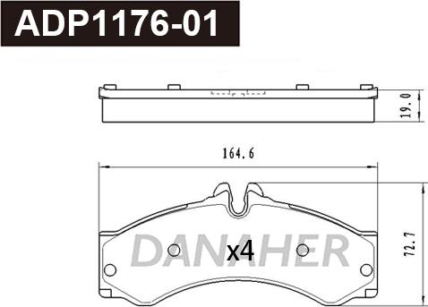 Danaher ADP1176-01 - Тормозные колодки, дисковые, комплект autodnr.net