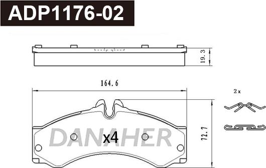 Danaher ADP1176-02 - Гальмівні колодки, дискові гальма autocars.com.ua