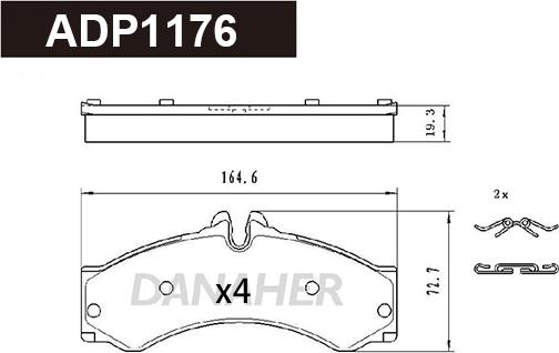 Danaher ADP1176 - Гальмівні колодки, дискові гальма autocars.com.ua