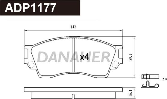 Danaher ADP1177 - Тормозные колодки, дисковые, комплект autodnr.net