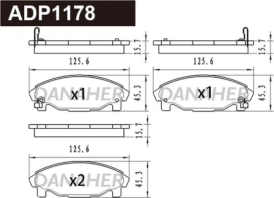 Danaher ADP1178 - Тормозные колодки, дисковые, комплект autodnr.net