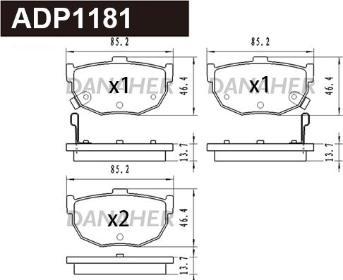 Danaher ADP1181 - Гальмівні колодки, дискові гальма autocars.com.ua