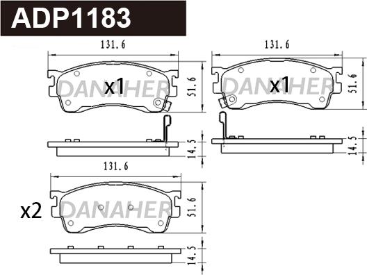 Danaher ADP1183 - Гальмівні колодки, дискові гальма autocars.com.ua