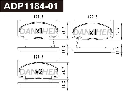 Danaher ADP1184-01 - Гальмівні колодки, дискові гальма autocars.com.ua