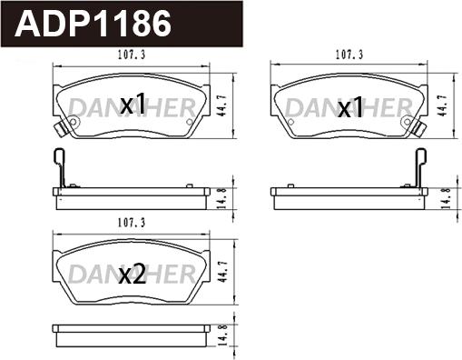 Danaher ADP1186 - Гальмівні колодки, дискові гальма autocars.com.ua