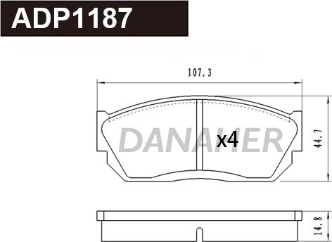 Danaher ADP1187 - Тормозные колодки, дисковые, комплект autodnr.net