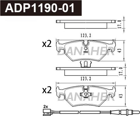 Danaher ADP1190-01 - Гальмівні колодки, дискові гальма autocars.com.ua