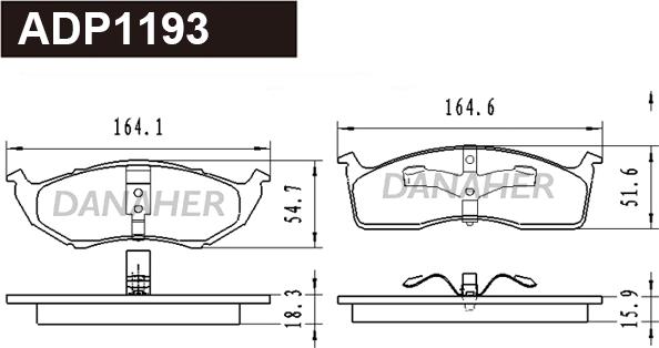 Danaher ADP1193 - Тормозные колодки, дисковые, комплект autodnr.net