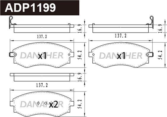 Danaher ADP1199 - Гальмівні колодки, дискові гальма autocars.com.ua