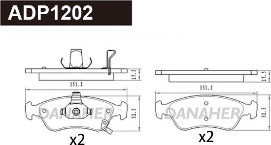 Danaher ADP1202 - Гальмівні колодки, дискові гальма autocars.com.ua