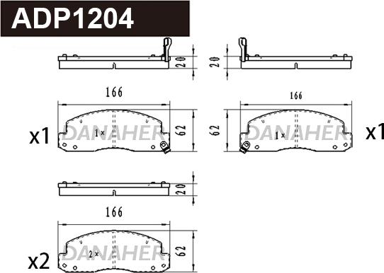 Danaher ADP1204 - Гальмівні колодки, дискові гальма autocars.com.ua