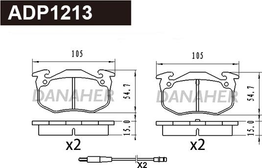 Danaher ADP1213 - Гальмівні колодки, дискові гальма autocars.com.ua