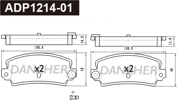 Danaher ADP1214-01 - Гальмівні колодки, дискові гальма autocars.com.ua