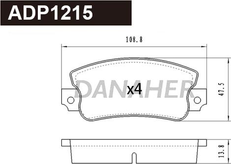 Danaher ADP1215 - Гальмівні колодки, дискові гальма autocars.com.ua