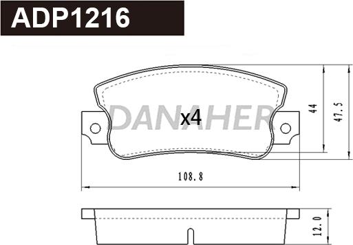 Danaher ADP1216 - Гальмівні колодки, дискові гальма autocars.com.ua