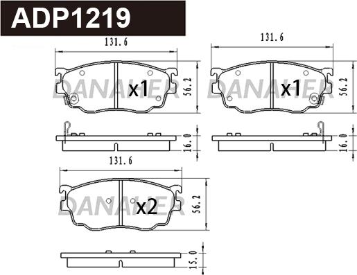 Danaher ADP1219 - Гальмівні колодки, дискові гальма autocars.com.ua