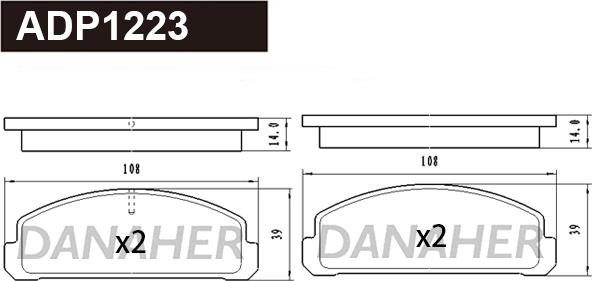 Danaher ADP1223 - Гальмівні колодки, дискові гальма autocars.com.ua