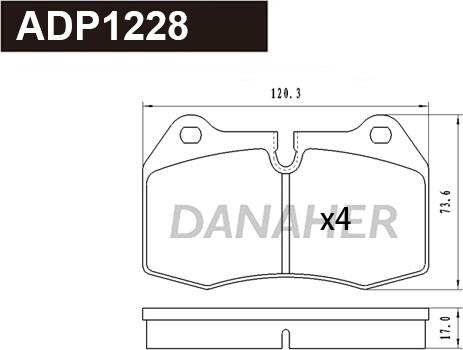 Danaher ADP1228 - Гальмівні колодки, дискові гальма autocars.com.ua