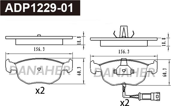 Danaher ADP1229-01 - Гальмівні колодки, дискові гальма autocars.com.ua