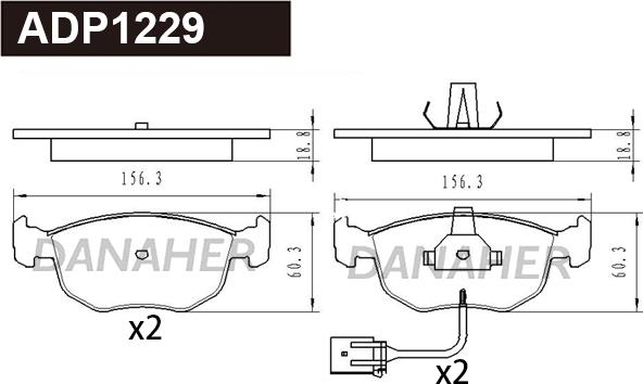 Danaher ADP1229 - Гальмівні колодки, дискові гальма autocars.com.ua