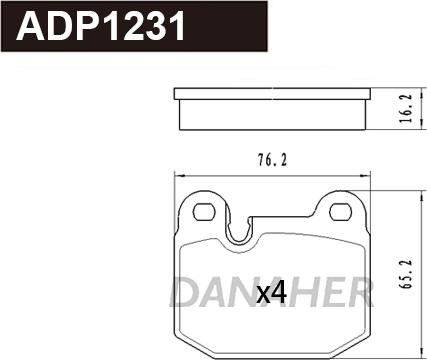 Danaher ADP1231 - Гальмівні колодки, дискові гальма autocars.com.ua