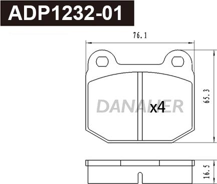 Danaher ADP1232-01 - Тормозные колодки, дисковые, комплект autodnr.net