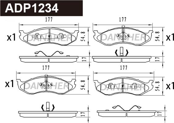 Danaher ADP1234 - Гальмівні колодки, дискові гальма autocars.com.ua