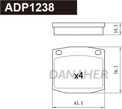 Danaher ADP1238 - Гальмівні колодки, дискові гальма autocars.com.ua