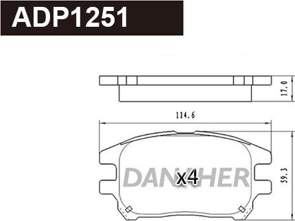 Danaher ADP1251 - Тормозные колодки, дисковые, комплект autodnr.net