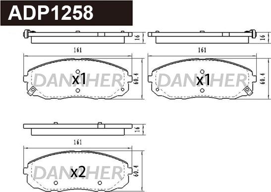 Danaher ADP1258 - Гальмівні колодки, дискові гальма autocars.com.ua