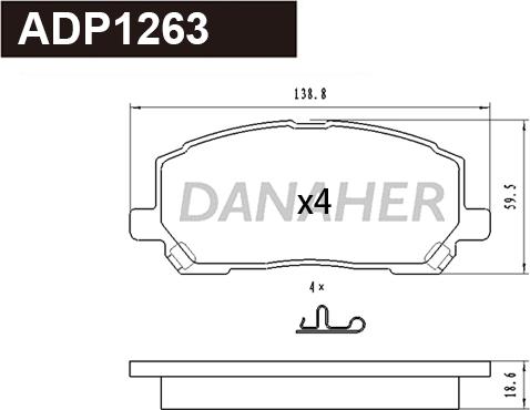 Danaher ADP1263 - Гальмівні колодки, дискові гальма autocars.com.ua