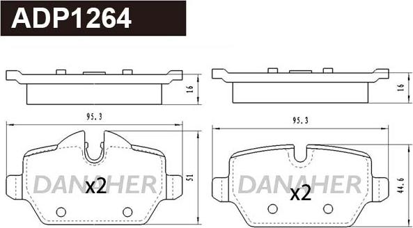 Danaher ADP1264 - Гальмівні колодки, дискові гальма autocars.com.ua