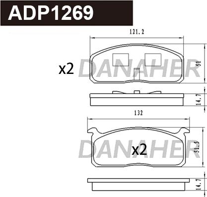 Danaher ADP1269 - Гальмівні колодки, дискові гальма autocars.com.ua