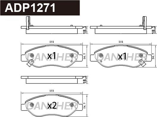 Danaher ADP1271 - Гальмівні колодки, дискові гальма autocars.com.ua