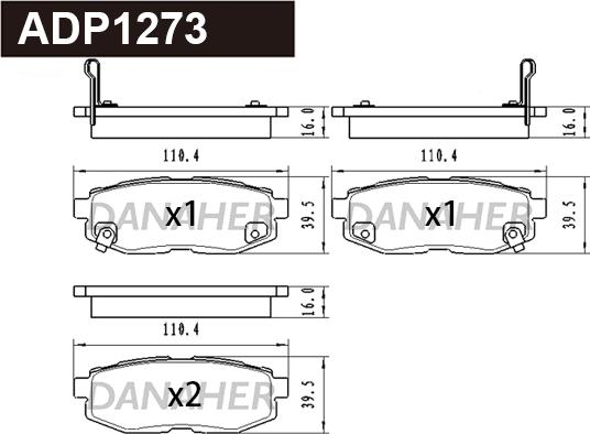 Danaher ADP1273 - Гальмівні колодки, дискові гальма autocars.com.ua