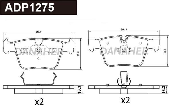 Danaher ADP1275 - Гальмівні колодки, дискові гальма autocars.com.ua