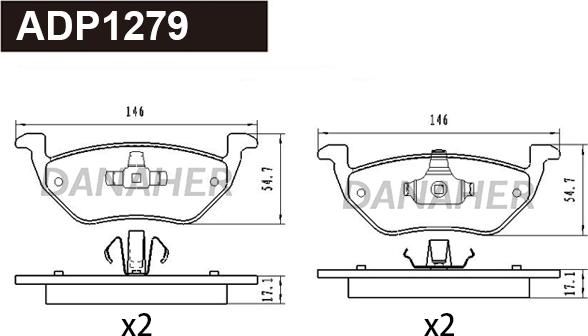 Danaher ADP1279 - Гальмівні колодки, дискові гальма autocars.com.ua