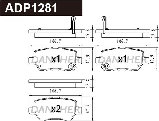 Danaher ADP1281 - Гальмівні колодки, дискові гальма autocars.com.ua