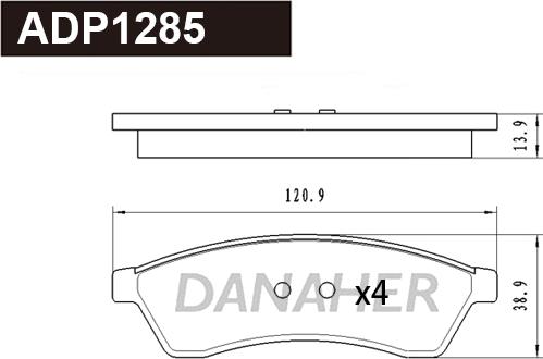 Danaher ADP1285 - Гальмівні колодки, дискові гальма autocars.com.ua