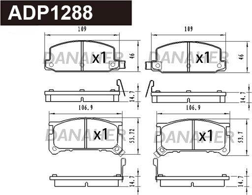 Danaher ADP1288 - Тормозные колодки, дисковые, комплект autodnr.net