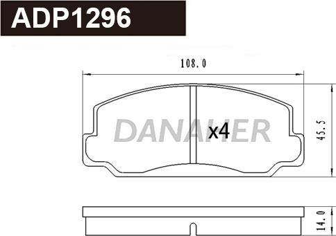 Danaher ADP1296 - Тормозные колодки, дисковые, комплект autodnr.net