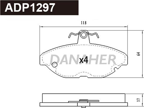 Danaher ADP1297 - Гальмівні колодки, дискові гальма autocars.com.ua