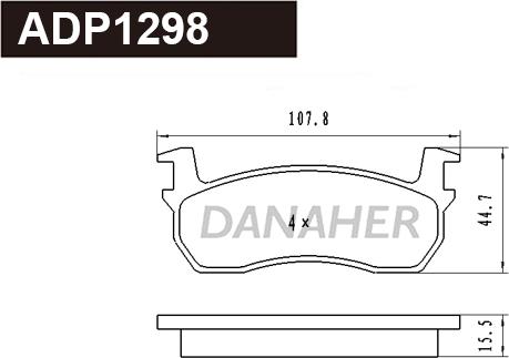 Danaher ADP1298 - Гальмівні колодки, дискові гальма autocars.com.ua