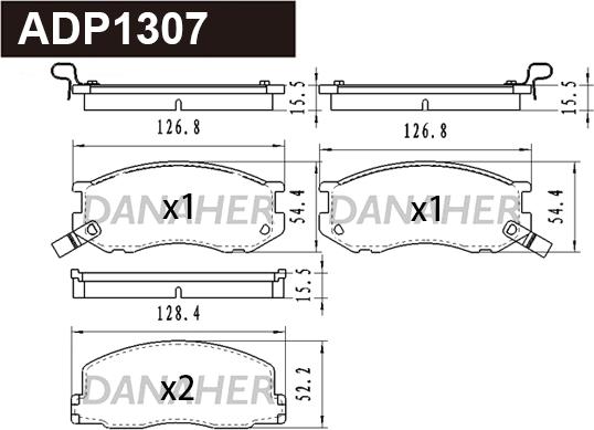 Danaher ADP1307 - Гальмівні колодки, дискові гальма autocars.com.ua