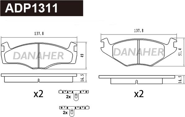 Danaher ADP1311 - Гальмівні колодки, дискові гальма autocars.com.ua