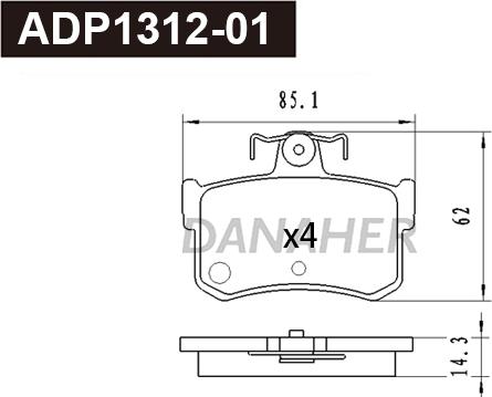 Danaher ADP1312-01 - Гальмівні колодки, дискові гальма autocars.com.ua