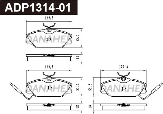 Danaher ADP1314-01 - Тормозные колодки, дисковые, комплект autodnr.net