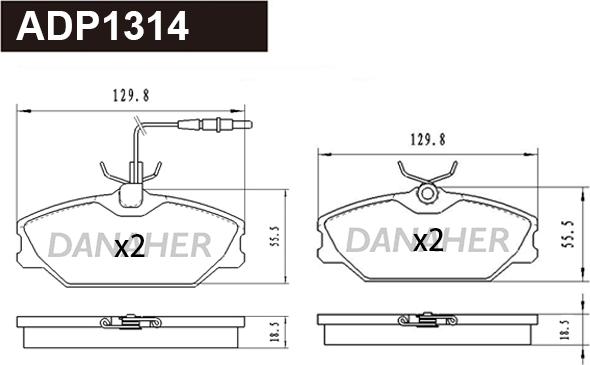 Danaher ADP1314 - Гальмівні колодки, дискові гальма autocars.com.ua