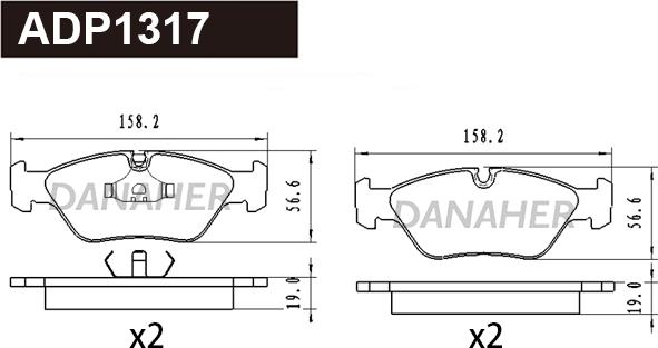 Danaher ADP1317 - Гальмівні колодки, дискові гальма autocars.com.ua